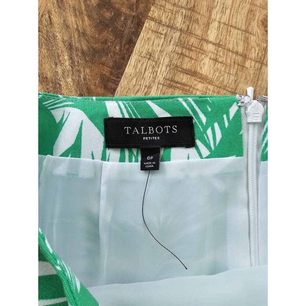 Talbots Palm Tree Leaf Green/White Tropical Print Skirt Women's Size 6P NWOT - Picture 5 of 9
